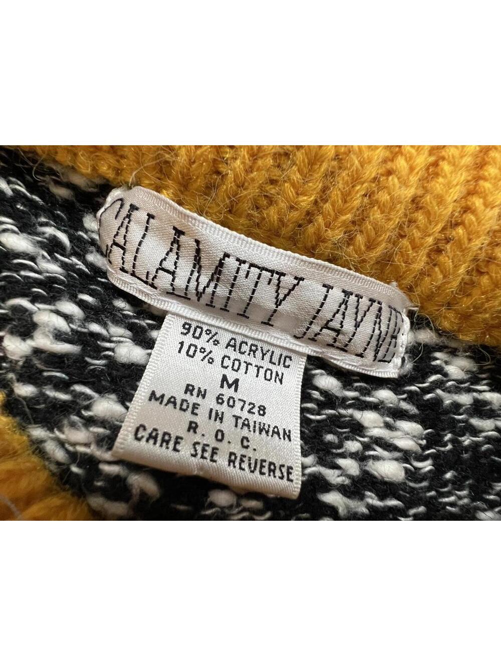 Calamity Jayne VTG Black and Yellow Knit Sweater - M - Picture 2 of 6